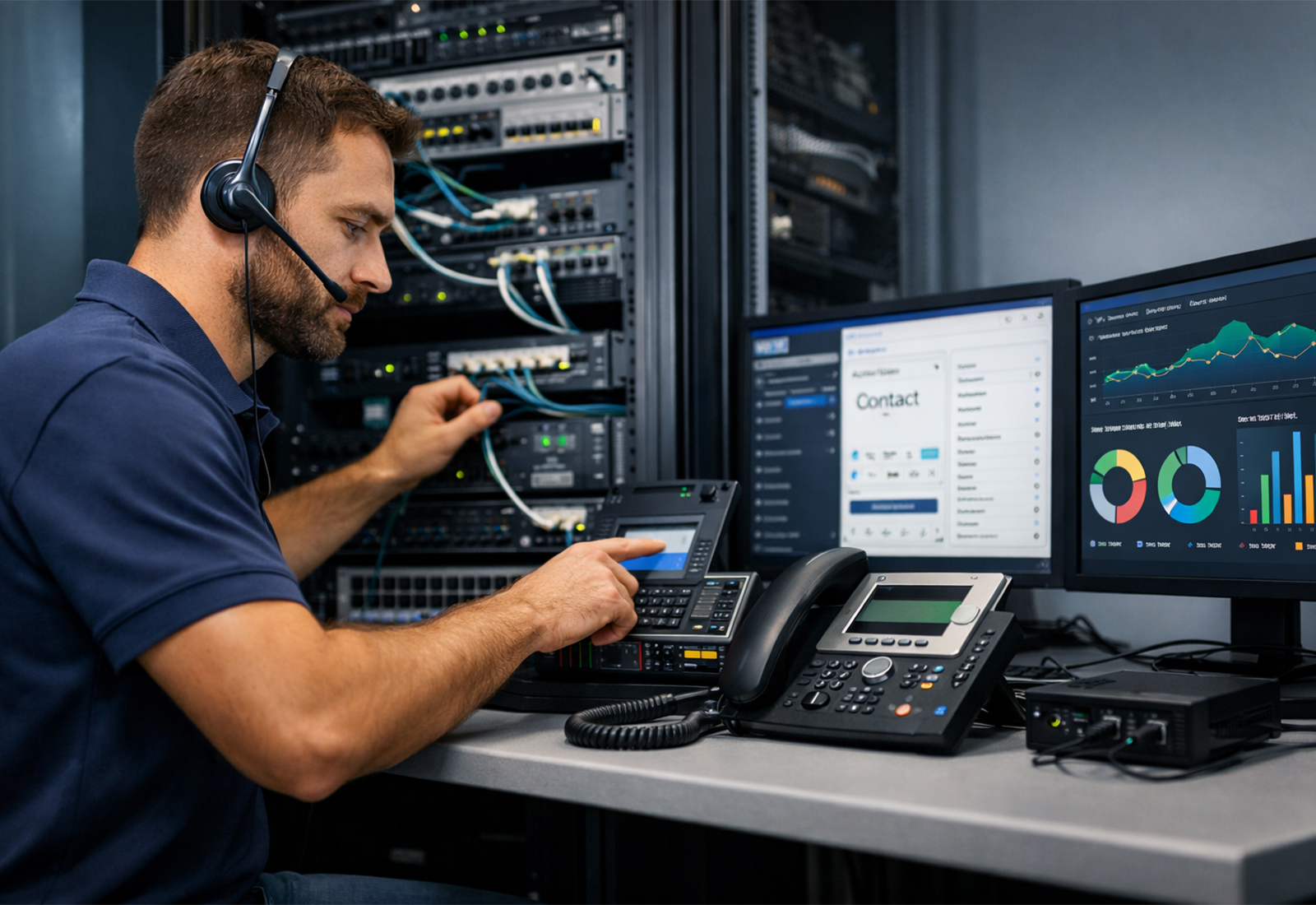 Tecnico VoIP al lavoro